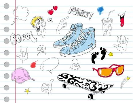 Cool notebook doodles Stock Illustration
