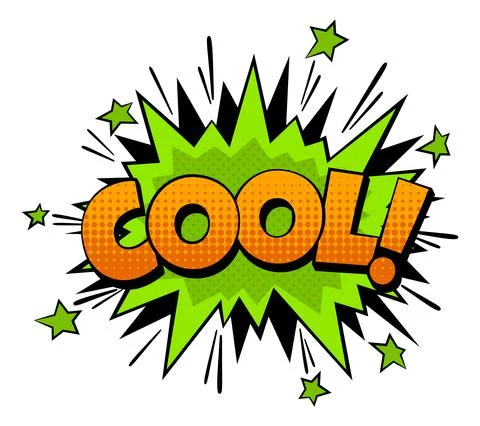 Cool. Old comic burst effect with emotional speech Illustrazione stock