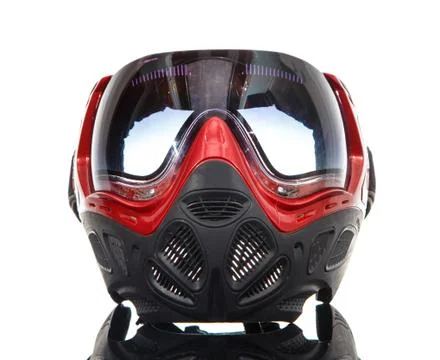 Cool paintball mask on glass surface Stock Photos