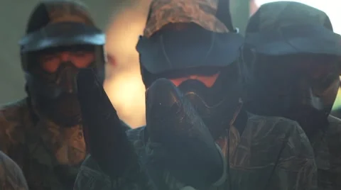 Cool paintball player with marker Stock Footage 65531059