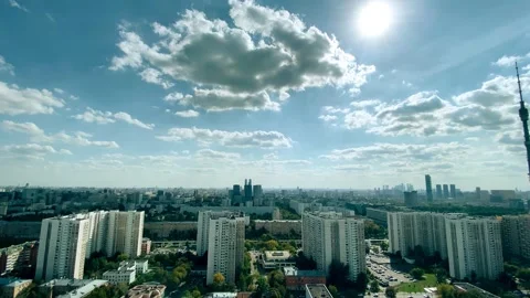 Cool panorama of the city from a height in motion Stock Footage 317373603