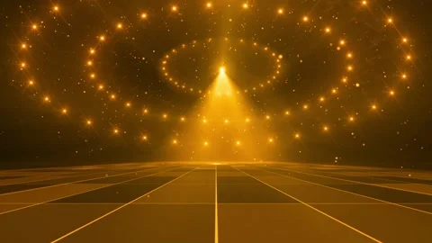 Cool particle lights surround the flashing award stage background Stock Footage 303543393