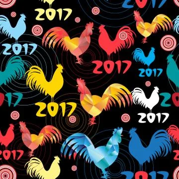 Cool pattern with cocks Stock Illustration