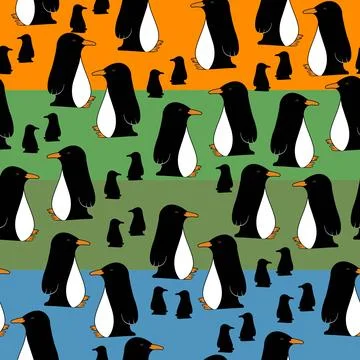 Cool penguin seamless pattern Stock Illustration