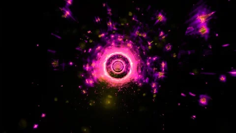 Cool pink tech tunnel with glowing neon particles 3d Stock Footage 282948928
