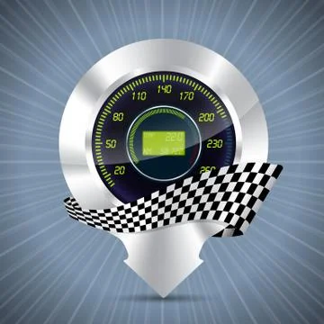 Cool pointer with speedometer and race flag Stock Illustration