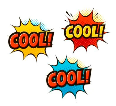 COOL in pop art retro comic style. Cartoon slang vector illustration Stock Illustration