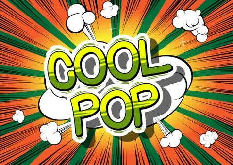 Cool Pop - Comic book word on abstract background. Illustrazione stock