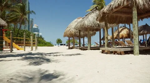 Cool POV shot walking at beautiful beach in Miami-Sunny Isles Stock Footage 62837248
