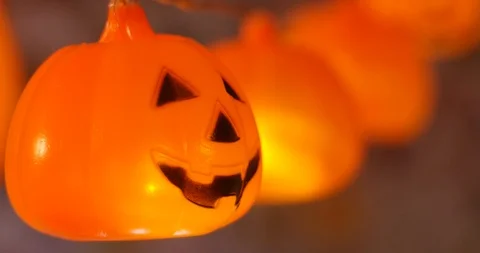 Cool pumpkin lights with moving focus Stock Footage 98233448