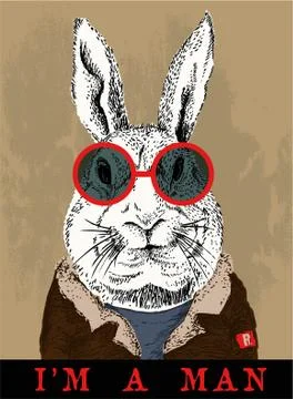 Cool rabbit retro Stock Illustration