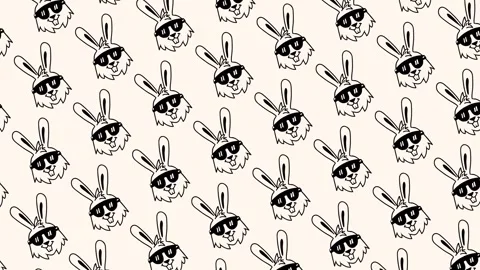 Cool rabbit seamless pattern looping animation Video stock 339294138