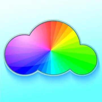 Cool rainbow in cloud on gradient background Stock Illustration