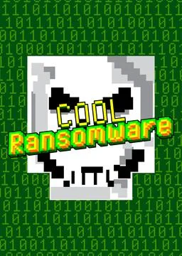 Cool Ransomware. Pixelated word with geometric graphic background. Vector c.. Stock Illustration