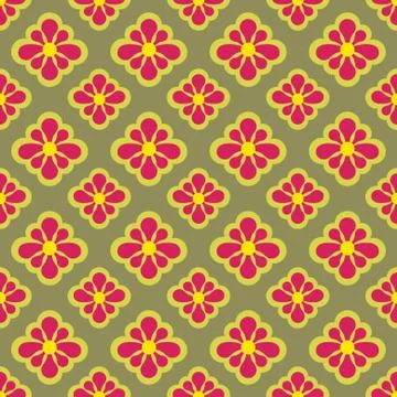 Cool red blossom checked vector pattern illustration Stock Illustration