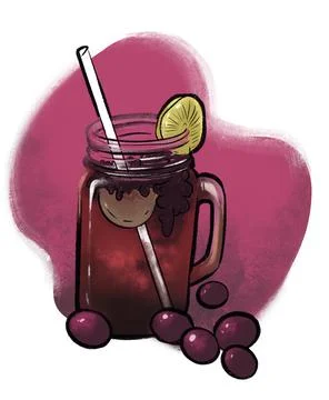 Cool refreshing healthy black grapes smoothie summer drink Stock Illustration