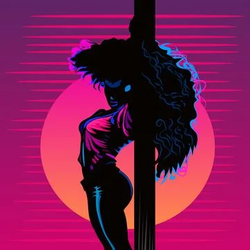 A cool retrowave silhouette Stock Illustration