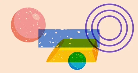 Cool risograph backdrop with geometric elements animation Stock Footage 280447737