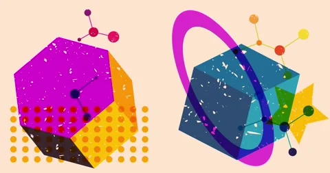 Cool risograph backdrop with geometric elements video Stock Footage 281218436