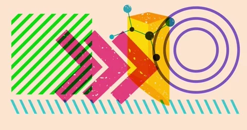 Cool risograph backdrop with geometric elements Stock Footage 281219230