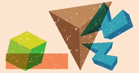 Cool risograph background with geometric elements animation Stock Footage 280528889