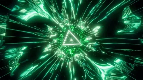 Cool rotating triangle wireframe tunnel 3d illustration dj loop Stock Footage 298138917
