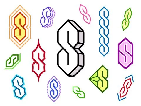 Cool S Super S doodle set Stock Illustration