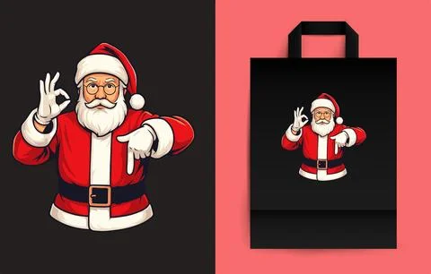 Cool Santa Showing Everything Is Perfect For Christmas Holidays Stock Illustration