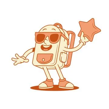 Cool schoolbag back to school cartoon character with star isometric vector il Stock Illustration