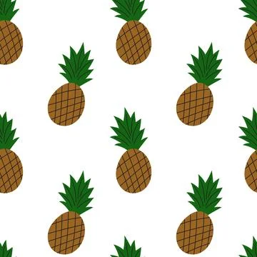 Cool seamless pineapple cartoon pattern with beach and summer for print. Illustrazione stock