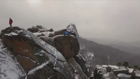 Cool selfie in the mountains Stock Footage 83689731