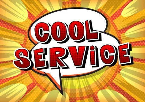 Cool Service - Comic book style word on abstract background. Stock Illustration