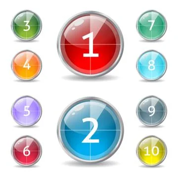 Cool shiny buttons with countdown Stock Illustration