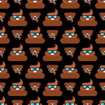 Cool shit pattern seamless. Poop in sunglasses background. Ornament of kids f Stock Illustration