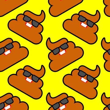 Cool shit pattern seamless. Poop in sunglasses background. Ornament of kids f Stock Illustration
