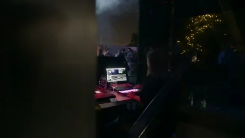 Cool Shot Of Dj Table With Mixer at the Club Stock Footage 246241068