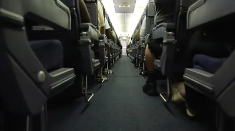 Cool shot of the Inside of an airplane Stock Footage 67364884