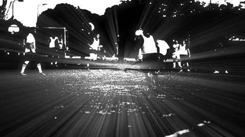Cool shot of Soccer players playing on a field.  Black and White effect 動画素材 47713024