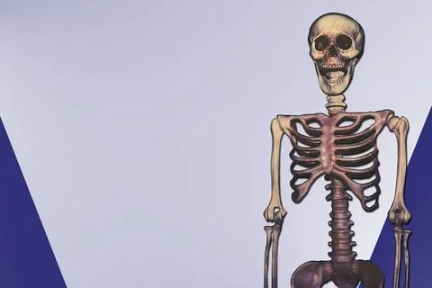 Cool skeleton portrait with blue stripes by side Stock Illustration