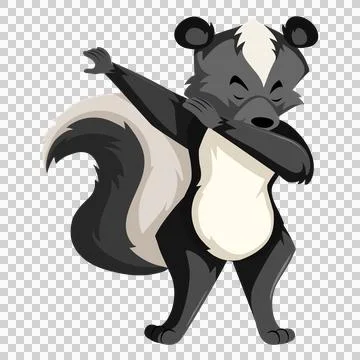 Cool skunk doing dab dance move with eyes closed. Stock-Illustration