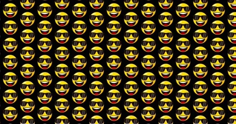 Cool smiling emoji with sunglass. Loopable motion graphics Animated backgro.. Stock Footage 224369939