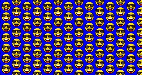 Cool smiling emoji with sunglass. Loopable motion graphics Animated backgro.. Stock Footage 224369946