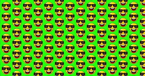 Cool smiling emoji with sunglass. Loopable motion graphics Animated backgro.. Stock Footage 224369981