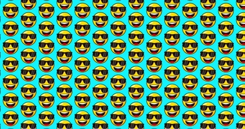 Cool smiling emoji with sunglass. Loopable motion graphics Animated backgro.. 스톡 동영상 224370020
