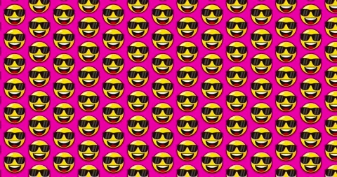 Cool smiling emoji with sunglass. Loopable motion graphics Animated backgro.. Stock Footage 224370229
