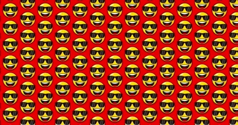 Cool smiling emoji with sunglass. Loopable motion graphics Animated backgro.. Vídeos de archivo 224370354