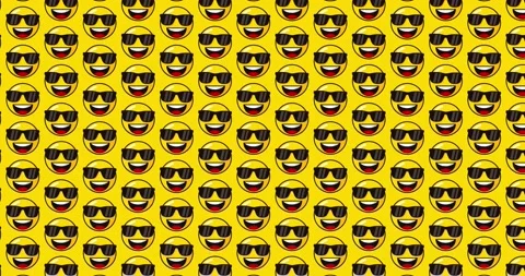 Cool smiling emoji with sunglass. Loopable motion graphics Animated backgro.. Vídeos de archivo 224370450