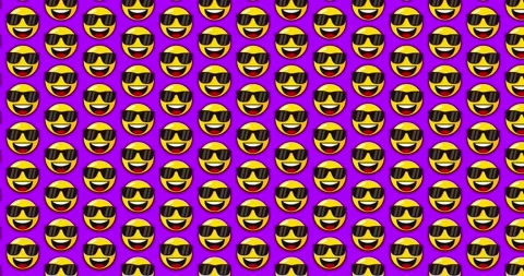 Cool smiling emoji with sunglass. Loopable motion graphics Animated backgro.. 스톡 동영상 224370454