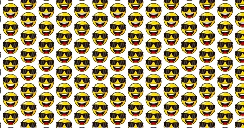 Cool smiling emoji with sunglass. Loopable motion graphics Animated backgro.. Vídeos de archivo 224370474