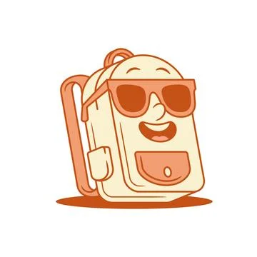 Cool smiling schoolbag back to school cartoon character isometric vector illu Stock Illustration